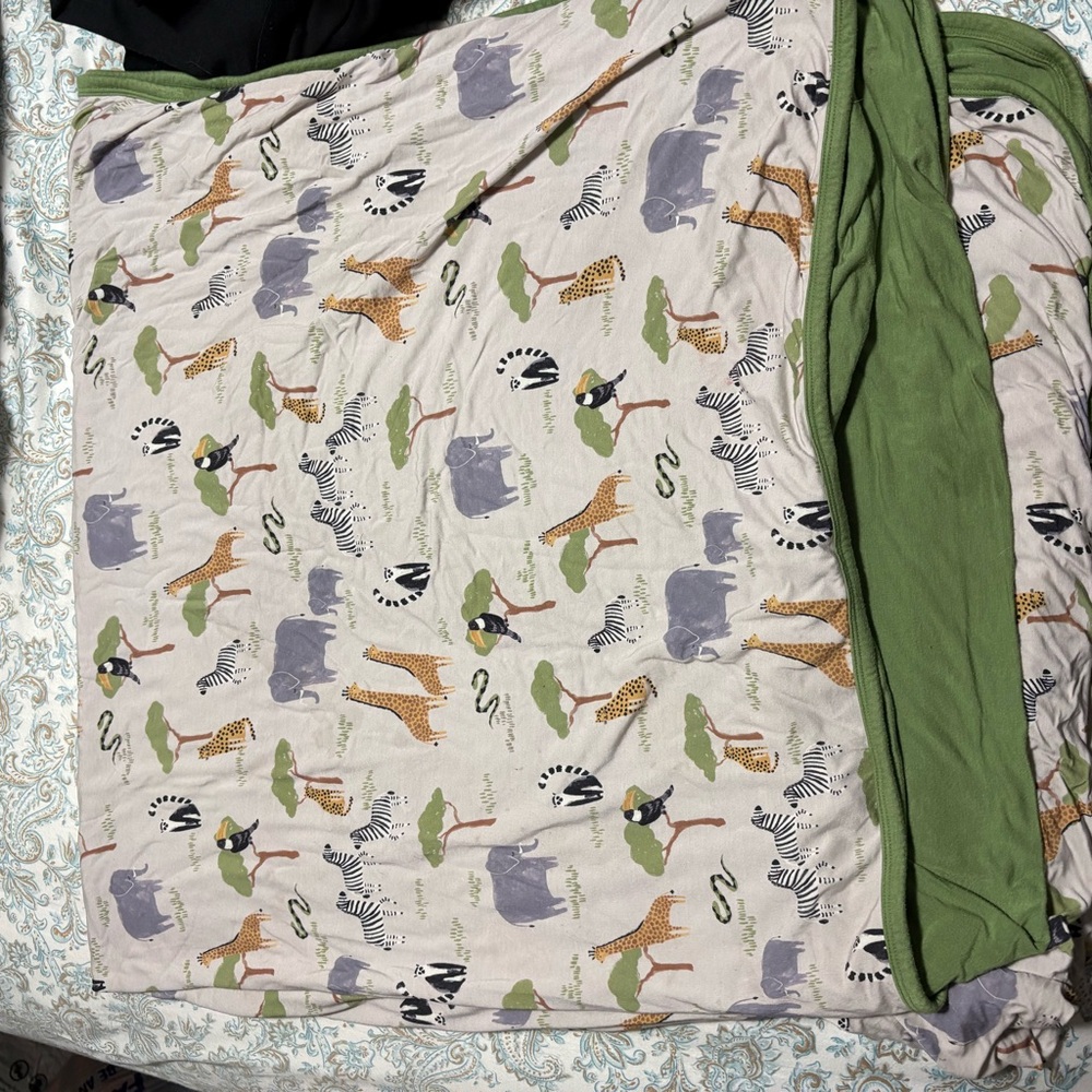 Little Sleepies Animal Print Blanket with Green Accent